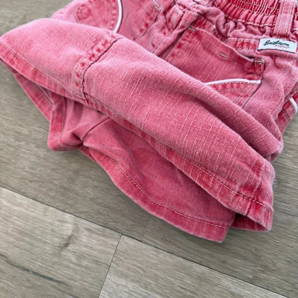 Levi's Toddler Girl 3T Pink Denim Skirt Embroidered Flower Built in Shorts Y2K